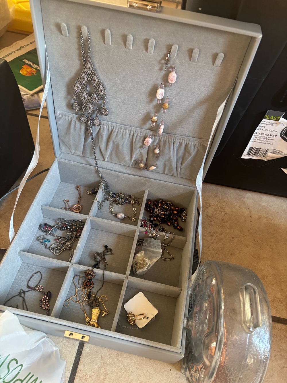 Jewelry box with more than apound of costume jewelry